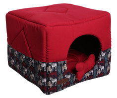 Домик для кошки Lion Кубик LM4030-036 текстиль, красный, 40x40x40см