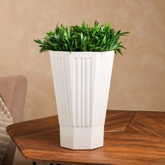 Кашпо "Глиссе", белое, керамика, d=31 см, 5.5 л, 1 сорт, Иран