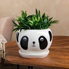 Горшок для цветов "Панда", бело-черный, керамика, 2 л