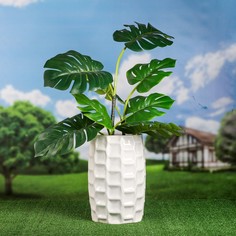 Кашпо садовое "Квадрат", белое, керамика, d=40 см, 14 л, 1 сорт, Иран