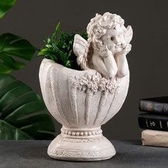 Фигурное кашпо Ангел в вазе, состаренный, 1,2 л/ 35см Хорошие сувениры