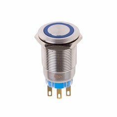Кнопка Rexant ON-OFF/OFF-ON d19, 12В (5с) синяя подсветка, с фикс (06-0366-B) 1 шт