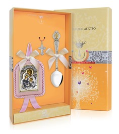 Набор детский АргентА Святое семейство Икона Ложка Крестик РИ189НБ00802