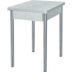 Стол обеденный Катрин Глайдер бетон пайн белый, опора №2 круглая серебристый металлик Katrin