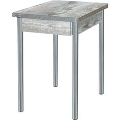 Стол обеденный Катрин Глайдер бетон пайн темный, опора №2 круглая серебристый металлик Katrin