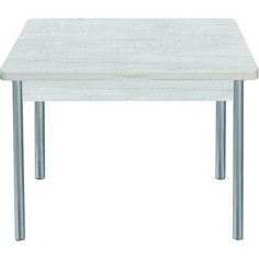 Стол обеденный Катрин СИМПЛ раскладной бетон пайн белый, опора №2 круглая серебристый металлик Katrin