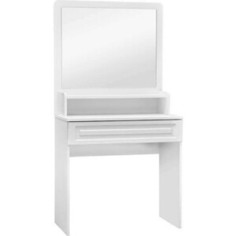 Стол туалетный ОЛМЕКО Афина АФ-19 с одним ящиком, надстройка с полками АФ-19А, белое дерево