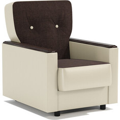 Шарм-Дизайн Кресло для отдыха Классика Д шоколадная рогожка и экокожа беж