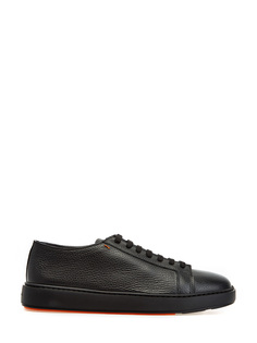 Однотонные кеды из матовой крупнозернистой кожи Santoni