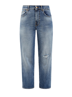 Укороченные джинсы Modern Straight из выбеленного денима 7 For All Mankind
