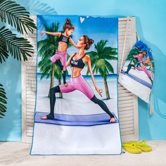 Полотенце пляжное в сумке Этель «Yoga mom» 70х140 см, микрофибра No Brand