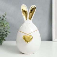 Сувенир керамика "Зайка-пухляш с золотым сердцем" 21,8х11,5х13 см No Brand