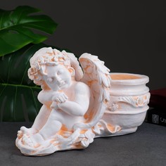 Фигурное кашпо "Спящий ангел" бежевый 0,65 л / 15х32х19см Хорошие сувениры