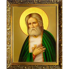 Алмазная мозаика «Серафим Саровский» 30 × 40 см, 35 цветов + наклейка No Brand