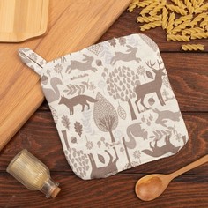 Прихватка Доляна Forest dwellers 19х19 , 100% хл, ватин 250г/м2