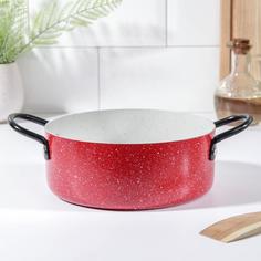 Кастрюля «Мрамор светлый», 1,9 л, антипригарное покрытие, цвет МИКС No Brand