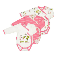 Боди Lucky Child Маленькая садовница белый, розовый, зеленый р. 86 3 шт. 30-213