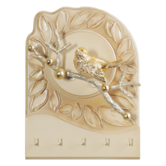 Полка - ключница Птичка Терра (мини) Айвори Мраморное золото Bogacho