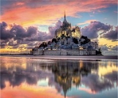 Алмазная мозаика картина стразами Мон-Сен-Мишель, 50Х65 см No Brand