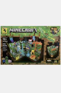 Детский конструктор Emily Minecraft Зеленая крепость, 866 деталей, с LED подсветкой