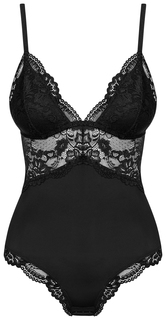 Изысканное боди с кружевными вставками на тонких бретелях Obsessive
