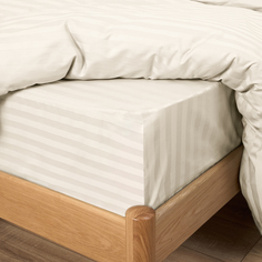 Простыня на резинке Ecru страйп-сатин Cozy Home