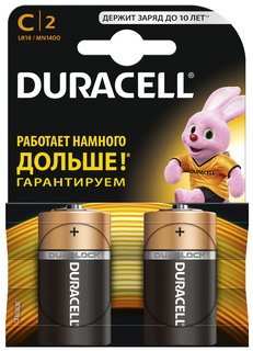 Батарейки щелочные Duracell Basic C/LR14, 2 шт., Черный