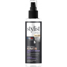 Кератиновый спрей-уход для волос Stylist Pro hair care однофазный тотальное восстановление 8 в 1, несмываемый, 190 мл
