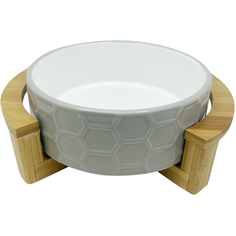 Миска для животных Foxie Rhombus Bamboo Bowl керамическая на подставке 15,5х15,5х4,5 см 820 мл серый