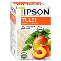 Чай органический Tipson Туласи с манго и персиком, 25 пакетиков