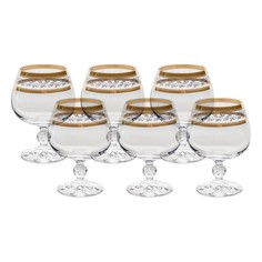 Набор рюмок для бренди Crystalite Bohemia Sterna панто 2 отводки золото 250 мл 6 шт