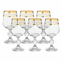 Набор бокалов для красного вина Crystalite Bohemia Sterna панто 2 отводки золото 230 мл 6 шт