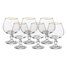 Набор рюмок для бренди Crystalite Bohemia Sterna отводка золото 250 мл 6 шт