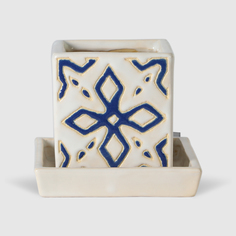 Горшок для цветов Viet Thanh с поддоном квадратный орнамент d15 см