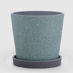 Бетонный горшок с поддоном Композит Грильяж изумрудный с серым 15 см