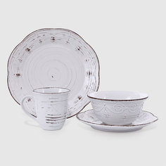 Набор посуды Macbeth Bone Porcelain Кантри белый на 6 персон из 24 предметов