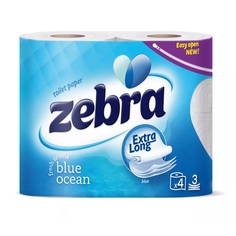 Бумага туалетная Zebra color blue 4 рулона 3 слоя Зебра