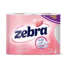 Бумага туалетная Zebra color pink 4 рулонов 3 слоя Зебра