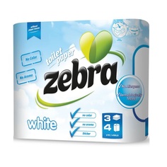 Бумага туалетная Zebra white 4 рулона 3 слоя Зебра