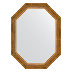 Зеркало в багетной раме Evoform - состаренная бронза с плетением 70 mm 63x83 cm