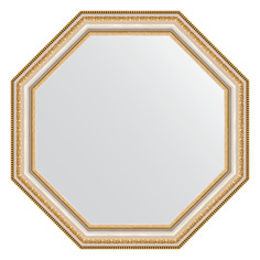Зеркало в багетной раме Evoform - золотые бусы на серебре 60 mm 56x56 cm