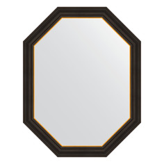 Зеркало в багетной раме Evoform - черное дерево с золотом 71 mm 73x93 cm