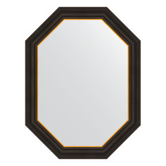 Зеркало в багетной раме Evoform - черное дерево с золотом 71 mm 63x83 cm