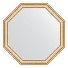 Зеркало в багетной раме Evoform - золотые бусы на серебре 60 mm 66x66 cm