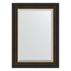 Зеркало с фацетом в багетной раме Evoform - черное дерево с золотом 71 mm 54x74 cm