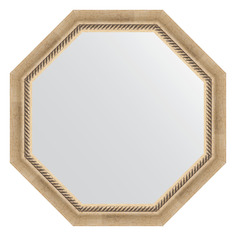 Зеркало в багетной раме Evoform - состаренное серебро с плетением 70 mm 68x68 cm