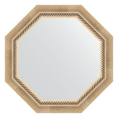 Зеркало в багетной раме Evoform - состаренное серебро с плетением 70 mm 58x58 cm
