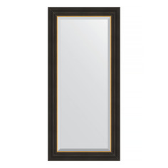 Зеркало с фацетом в багетной раме Evoform - черное дерево с золотом 71 mm 54x114 cm