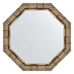 Зеркало в багетной раме Evoform - серебряный бамбук 73 mm 68x68 cm