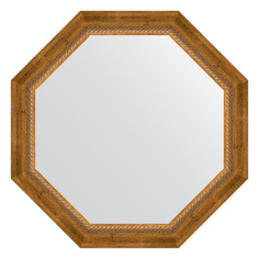 Зеркало в багетной раме Evoform - состаренная бронза с плетением 70 mm 68x68 cm
